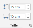 Le groupe Taille dans PowerPoint 2016