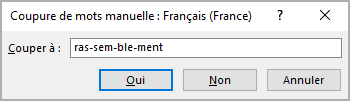 Coupure de mots manuelle Word 365