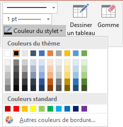 La couleur de la bordure dans PowerPoint 2016