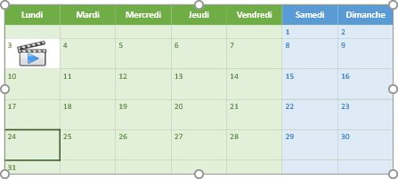 Un calendrier dans la diapositive PowerPoint 2016