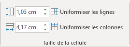 Le groupe Taille de la cellule dans PowerPoint 365