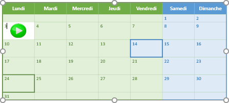 Un calendrier dans la diapositive PowerPoint 365