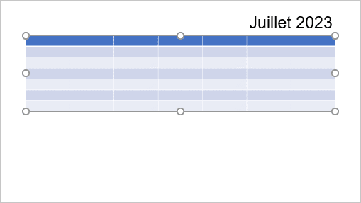Un tableau dans la diapositive PowerPoint 365