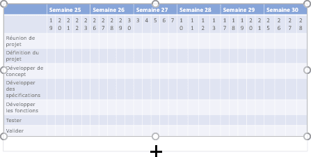 Redimensionnement du tableau dans PowerPoint 2016