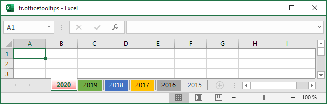 La couleur des onglets de la feuille de calcule dans Excel 2016