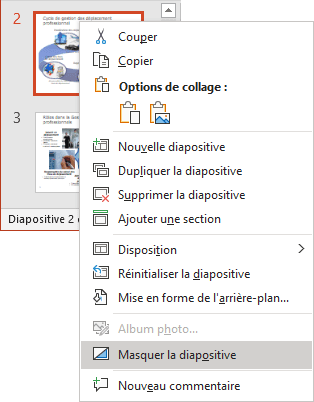 Masquer la diapositive dans PowerPoint 365