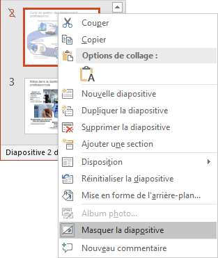 Masquer la diapositive dans PowerPoint 2016