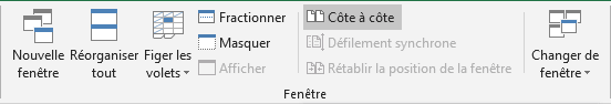 Le bouton Côte à côte dans Excel 2016