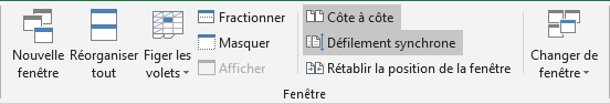 Le bouton Défilement synchrone dans Excel 2016