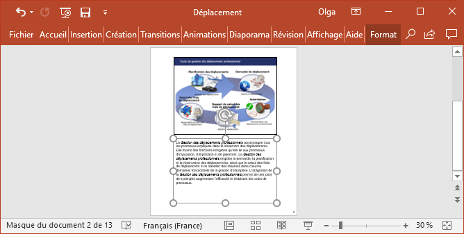 Diapositive avec notes dans PowerPoint 2016
