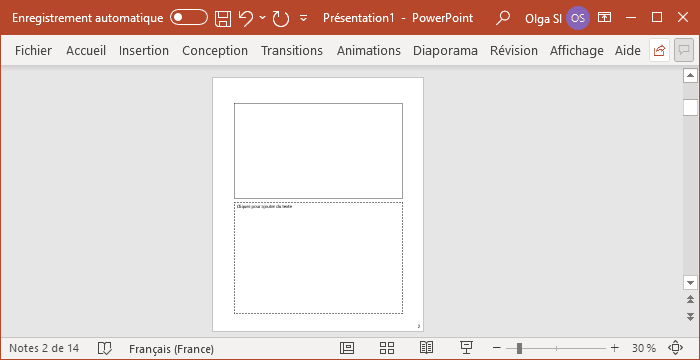 Le mode Page de notes dans PowerPoint 365