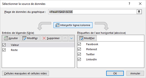 La boîte de dialogue Sélectionner la source de données dans PowerPoint 365