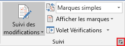 Le groupe Suivi dans Word 2016