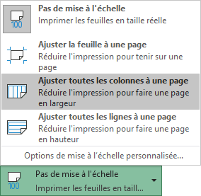 Ajuster toutes les colonnes à une page dans Imprimer Excel 365