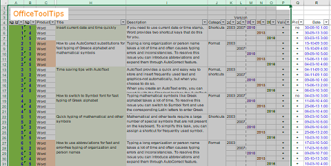 Les colonnes sélectionnés dans Excel 2016