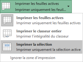 Imprimer la sélection dans Imprimer Excel 2016