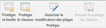 Le groupe Protéger dans Excel 2016