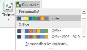 Des couleurs personnalisées dans Excel 2016