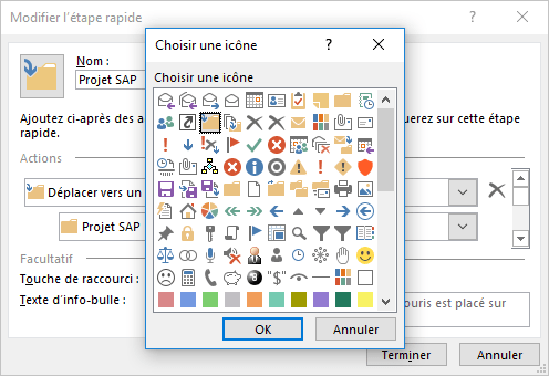 Choisir une icône dans Modifier l'étape rapide Outlook 2016