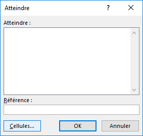 Atteindre dans Excel 2016