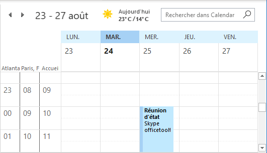 Deux ou plusieurs fuseaux horaires dans Options Outlook 365