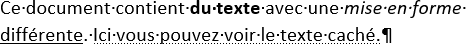 L'exemple de mise en forme différentes dans Word 2016