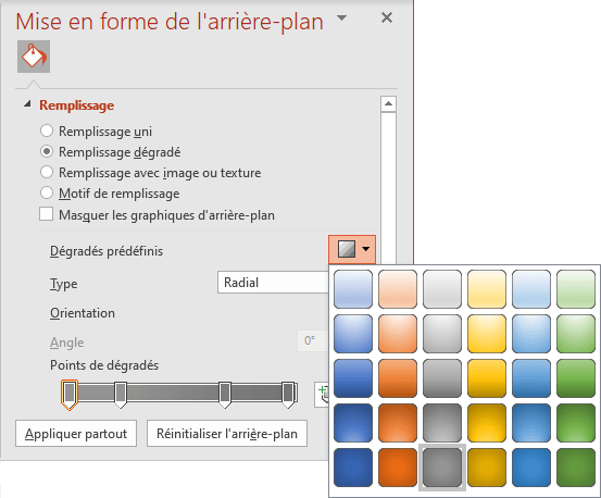 Dégradé de gris pour l'arrier-plan dans PowerPoint 365