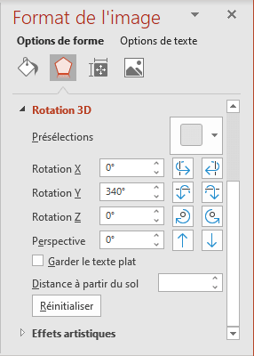 Rotation dans Format de l'image PowerPoint 365