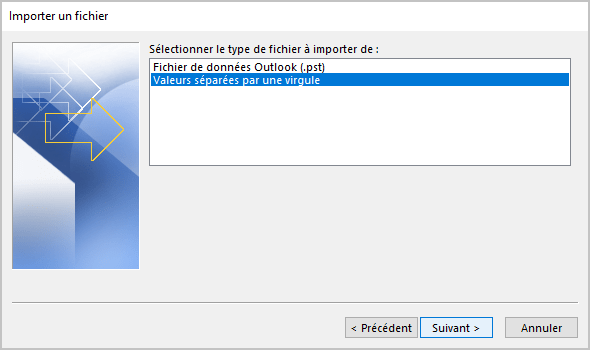Importer un fichier dans Outlook 365