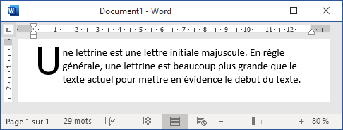 Une lettrine dans Word 2016