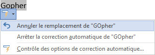 Annuler le remplacement de 'Gopher' dans Office 365