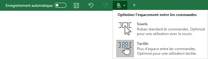 Optimiser l'espacement entre les commandes dans Excel 365