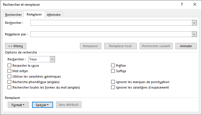 Rechercher et remplacer les caractères spéciaux dans Word 365