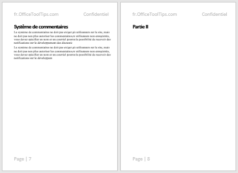 Document avec Titre 1 sur la nouvelle page dans Word 365