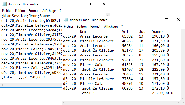 Fichiers texte dans Excel 2016