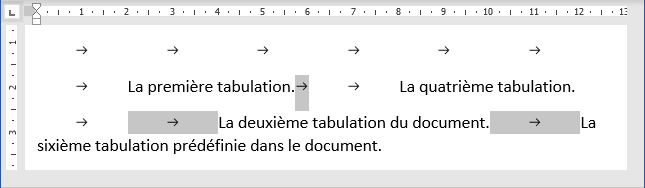 Exemple 2 de Tabulations dans Word 2016