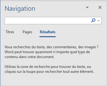 Le volet Navigation dans Word 365