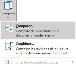 Compare deux versions d'un document dans Word 365