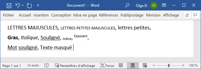 Raccourcis claviers utiles pour le formatage des polices Word 365