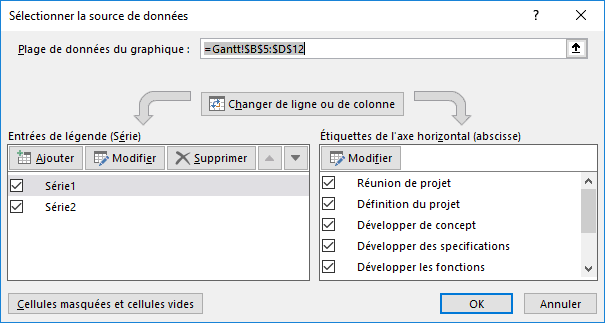 Sélectionner la source de données Excel 2016