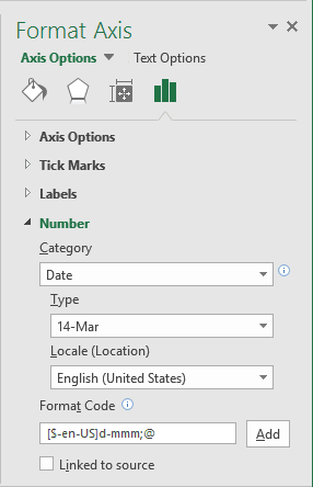 Mise en forme de l'axe Excel 2016