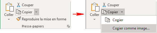 Copier comme image dans Excel 365