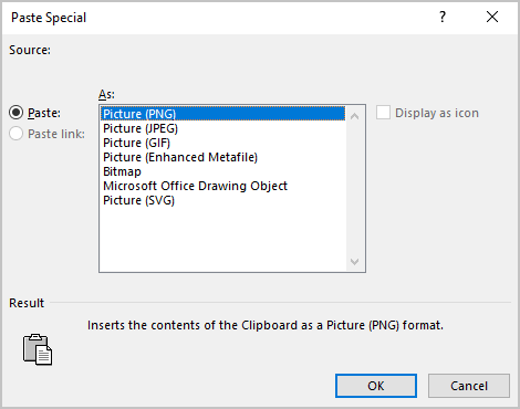 La boîte de dialogue Collage spécial dans Excel 365