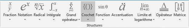 Crochet équation dans Word 2016