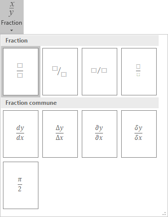 Fraction sur deux lignes Word 2016