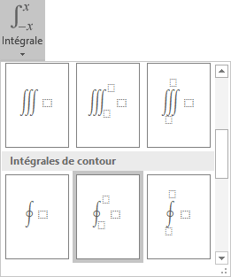 Intégrale de contour avec limites Word 2016