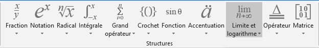 Limite et logarithme équation dans Word 2016