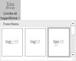 Limite dans Limite et logarithme équation Word 2016