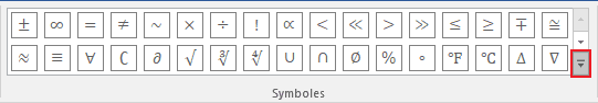 Symboles Autres dans Équation Word 2016
