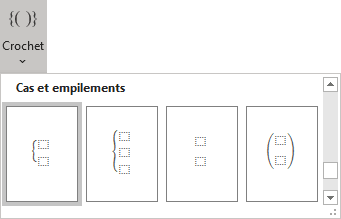 Cas (deux conditions) dans Crochet équation Word 365
